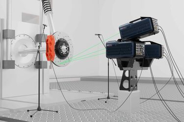 3d-Scanning Vibrometer, welches die Schwingung einer Bremsscheibe scannt
